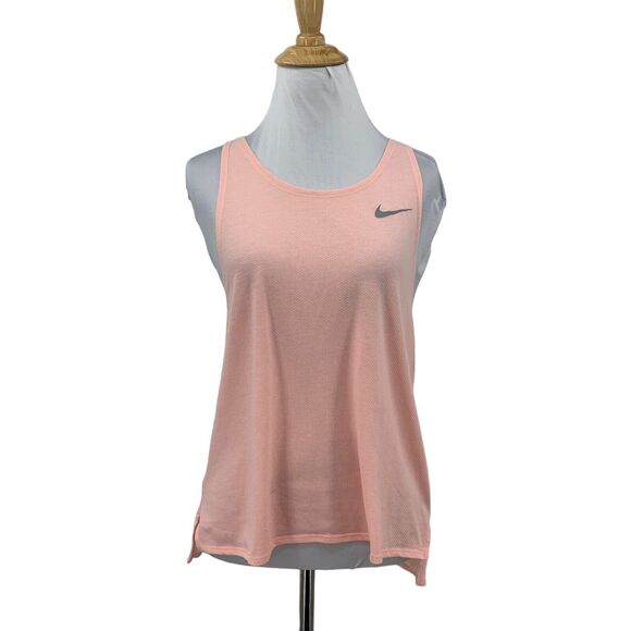 Nike Tank Top Womens M Medium Pink Dri Fit Dry Miler Cross Back Running Training - Picture 1 of 14